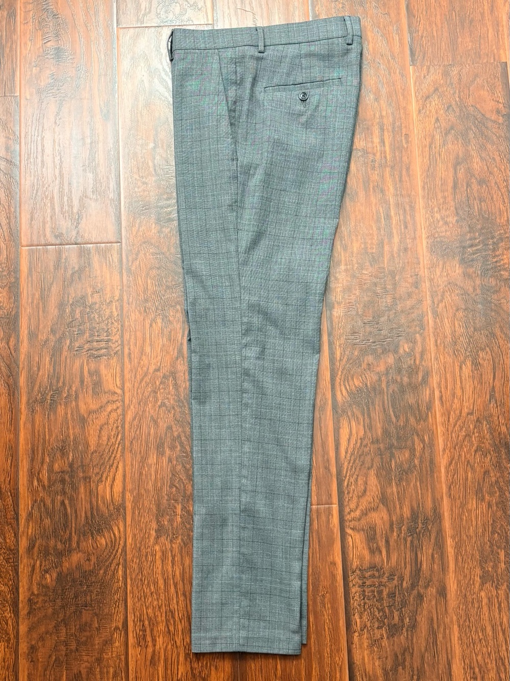 Kenneth Cole Reaction Gray Plaid Dress Pants 30x30 Slim Fit Stretch Flat Front